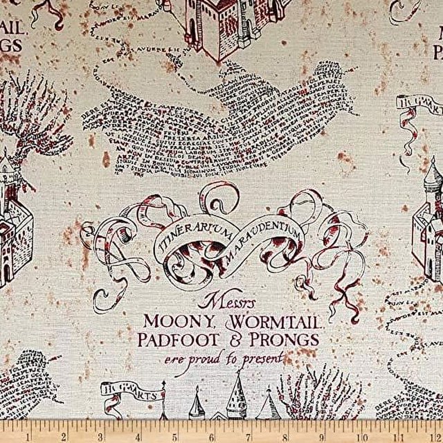 Wizarding World Marauders Map Tan, Quilting Fabric By The Yard