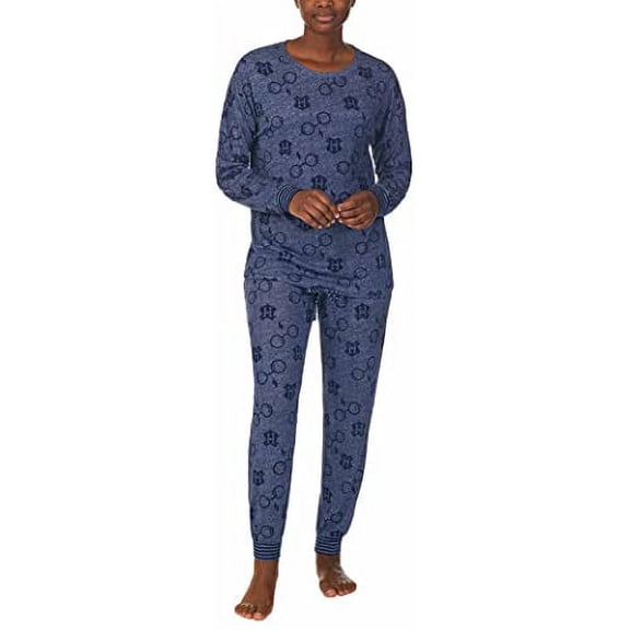 Wizarding World Womens 2-Piece Cozy Pajama Set (Harry Potter Navy, Large)