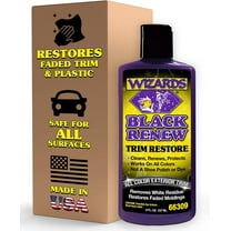 Wizards Black Renew Trim Restorer – Restores & Protects Plastic, Rubber & Vinyl Car Trim with UV Shield – Interior & Exterior Faded Trim Repair Cream – 8 fl oz
