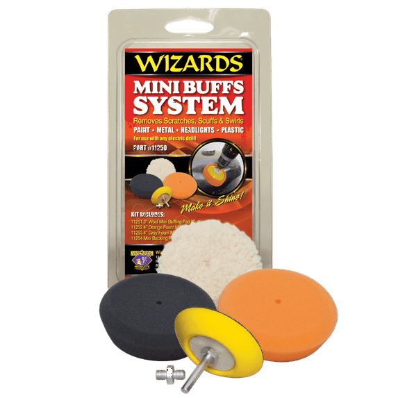 Wizards Mini Buffing System – Complete 3-Inch Buffing Pad Kit for Spot Repairs & Tight Areas | Professional Finish on Paints & Hard Surfaces