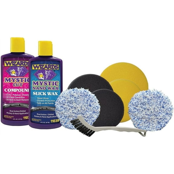 Wizards Products 9-pc Car Buffer Kits Da Mini Polishing Compound Swirl & Scratch Remover for Vehicles Car Polisher Kit