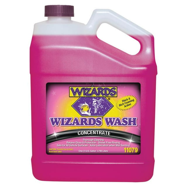 Wizards Car Wash - Super Concentrated Car Wash Soap - No Salt Biodegradable Car Wash Soap With Thick Foam - Exterior Care Products For Marine Use - Foam Cannon Soap For Car Washing Supplies - 1 Gallon