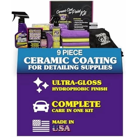 Wizards Ceramic Coat for Paint Kit – 9-Piece Car Detailing Set | Nano Ceramic 9H+ Coating, High Gloss Shine & 3-Year Protection