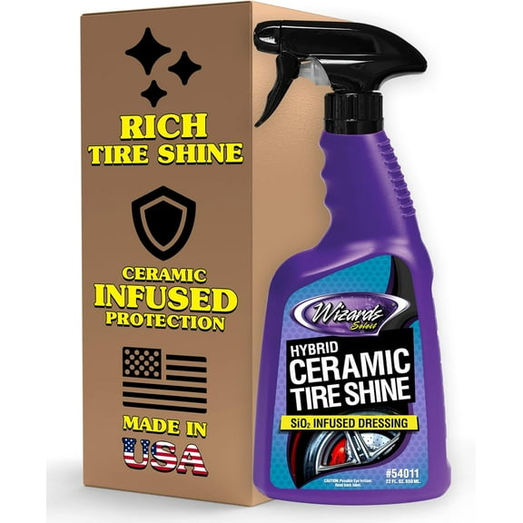 Wizards Products Hybrid Ceramic Tire Shine Spray Ceramic Coating Tire Cleaner Car Spray, 22 fl oz
