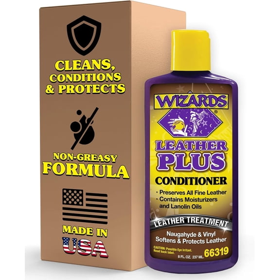 Wizards Products Leather Plus Car Leather Conditioner & Car Leather Cleaner, 8 oz