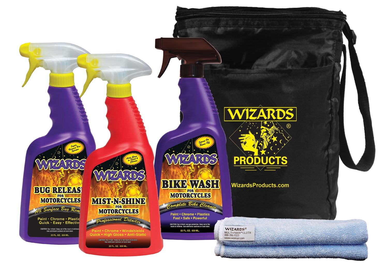 Wizards Motorcycle Cleaning Kit Cleaner, Quick Detailer, and Bug