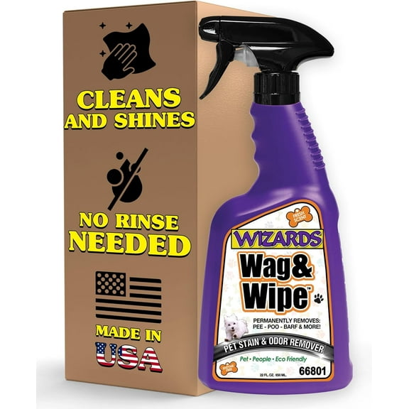 Wizards Pet Stain Remover & Odor Eliminator – 22 oz Enzyme-Free Spray for Carpets, Furniture & Upholstery – Pet-Safe & Eco-Friendly Formula with Fresh Scent for Tough Stains & Smells