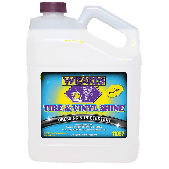 Wizards Tire and Wheel Vinyl Shine - Dressing and Protectant Spray - Professional Automotive Detailing Spray Bottle Refill - Cleans and Protects Tires, Wheels and Trim - 1 Gallon