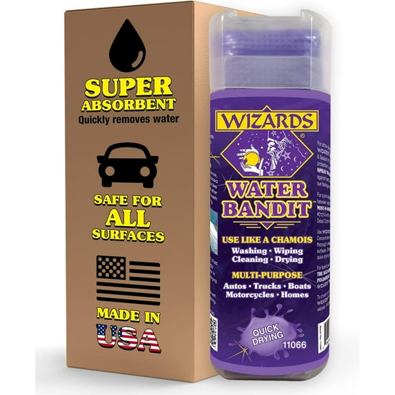 Wizards Water Bandit Multi-Purpose Chamois Cloth & Car Drying Towel, 27” x 17”