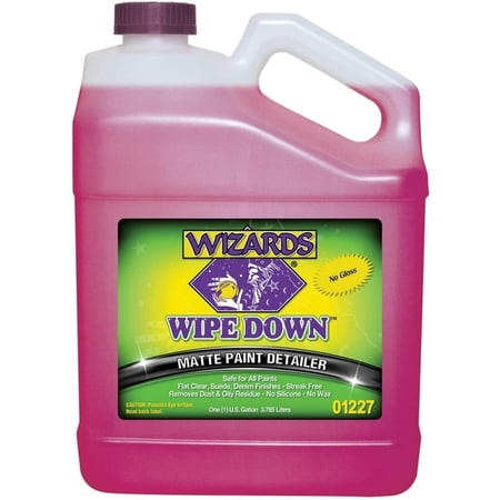 Wizards Wipe Down Matte Detailer – 1 Gallon | Quick Clean Matte Finish Car Detail Spray, Safe for Decals, Striping & Powdercoat