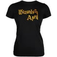 thumbnail image 1 of Wizards are born in April Juniors Soft T Shirt Black SM, 1 of 1