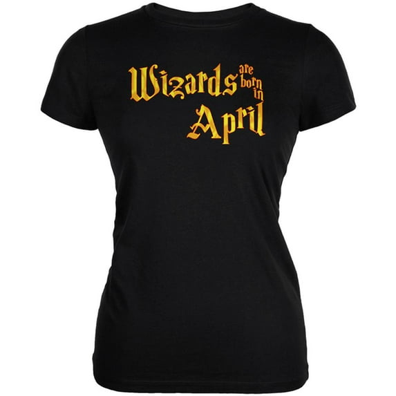 Wizards are born in April Juniors Soft T Shirt Black X-LG