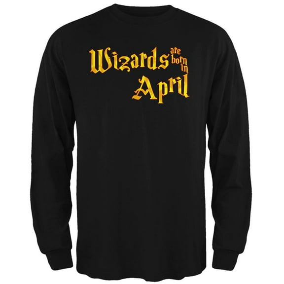 Wizards are born in April Mens Long Sleeve T Shirt Black LG