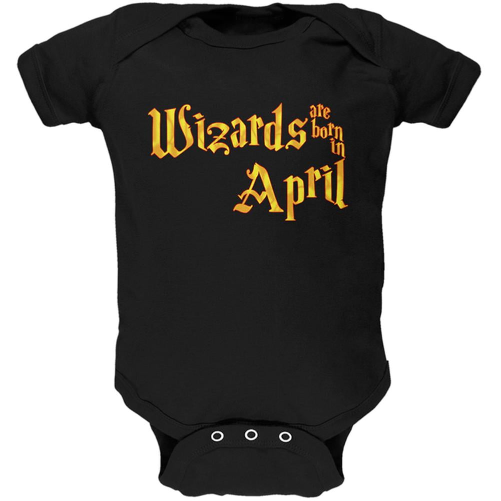 Wizards are born in April Soft Baby One Piece Black 9-12 M