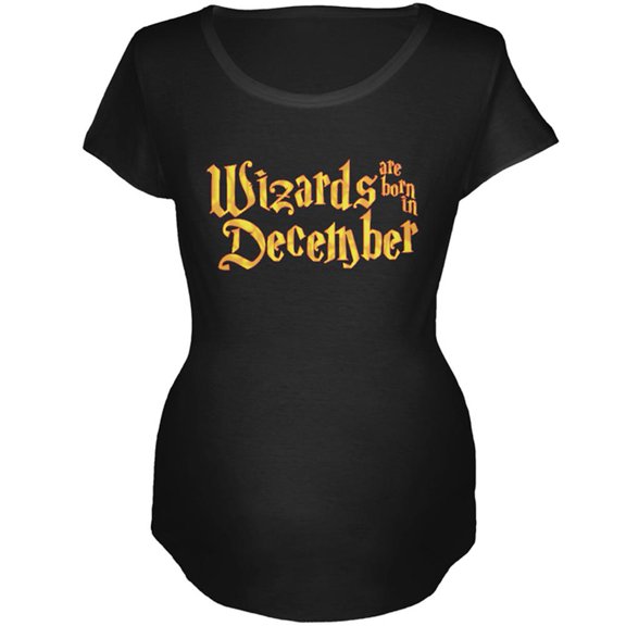Wizards are born in December Maternity Soft T Shirt Black MD