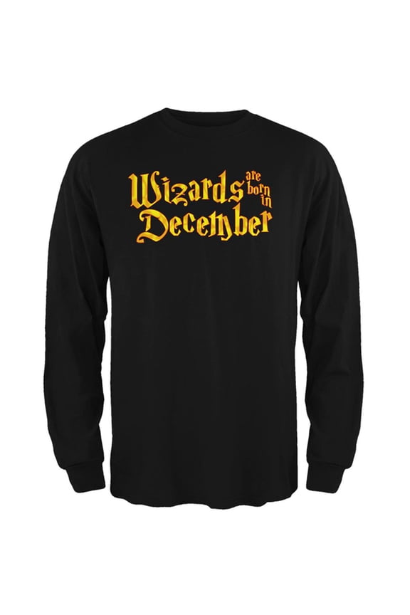 Wizards are born in December Mens Long Sleeve T Shirt Black LG