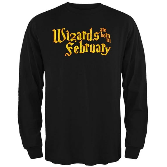 Wizards are born in February Mens Long Sleeve T Shirt Black 3X-LG