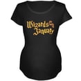 thumbnail image 1 of Wizards are born in January Maternity Soft T Shirt Black LG, 1 of 1