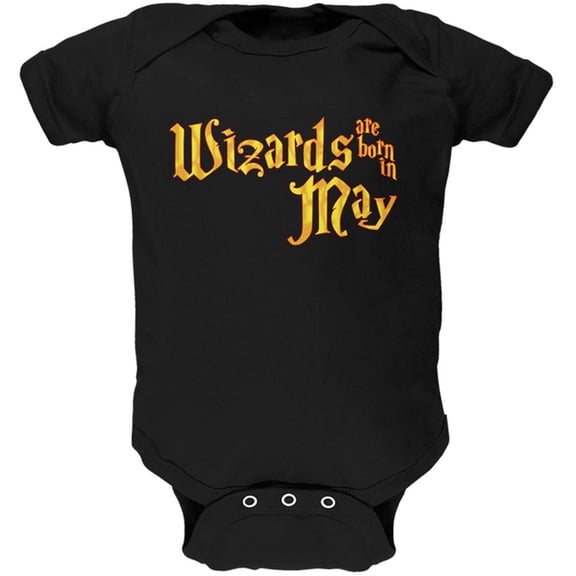Wizards are born in May Soft Baby One Piece Black 3-6 M