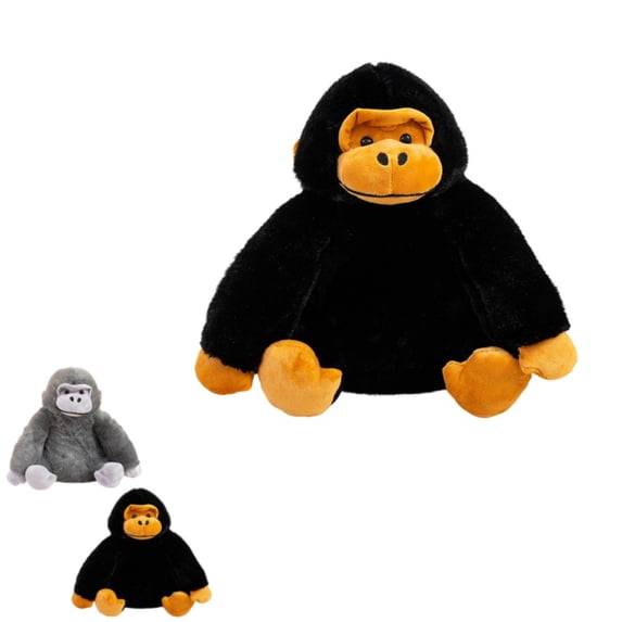 Wizlet 10 Inch Cute Grey Gorilla Plush Toy, Fluffy Sitting Gorilla Stuffed Animal Doll, Soft Wildlife Monkey Plush Gift-A