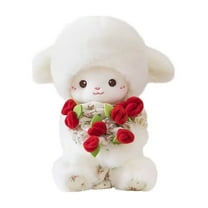 Wizlet 11.8in Baby Sheep Bouquet Lamb Plush Toy , Rose-Bouquet Lamb Stuffed Animals for Girls Unique Hug Birthday, Anniversary, Valentine’s Day Or Home Decor (Red)