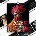 thumbnail image 1 of Wizlet 2026 Wall Calendar, Funny Roosters Themed Hilarious Sunglasses-Wearing Chickens Artwork, Decorative Wall Calendar for Home Office Bedroom, 1 of 6