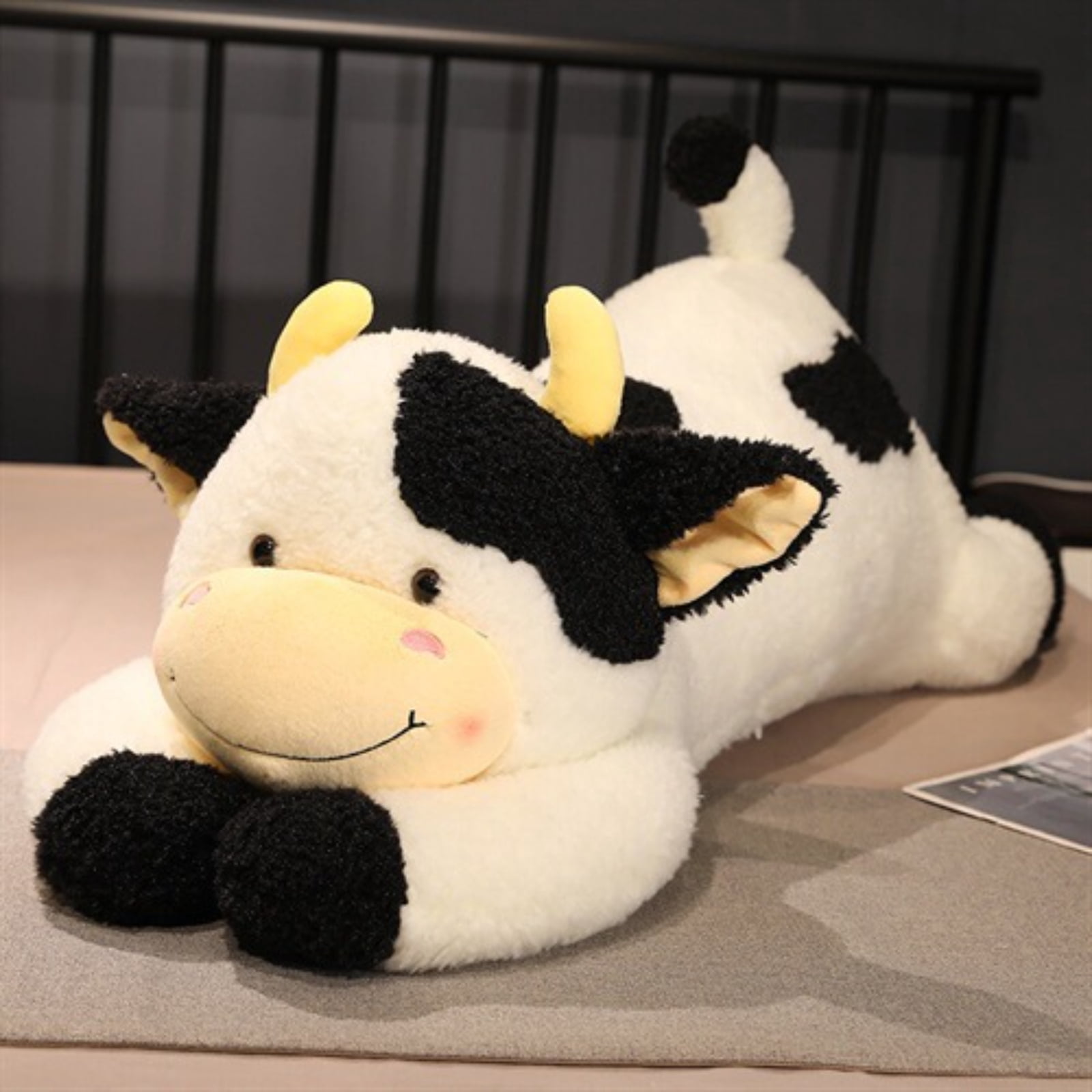 Wizlet 35.4 inch Cow Weighted Stuffed Animals, Large Weighted Plush Animal, Cute Plush Toy Pillow, Soft Kawaii Plushie Gifts for Birthday Christmas (Black)