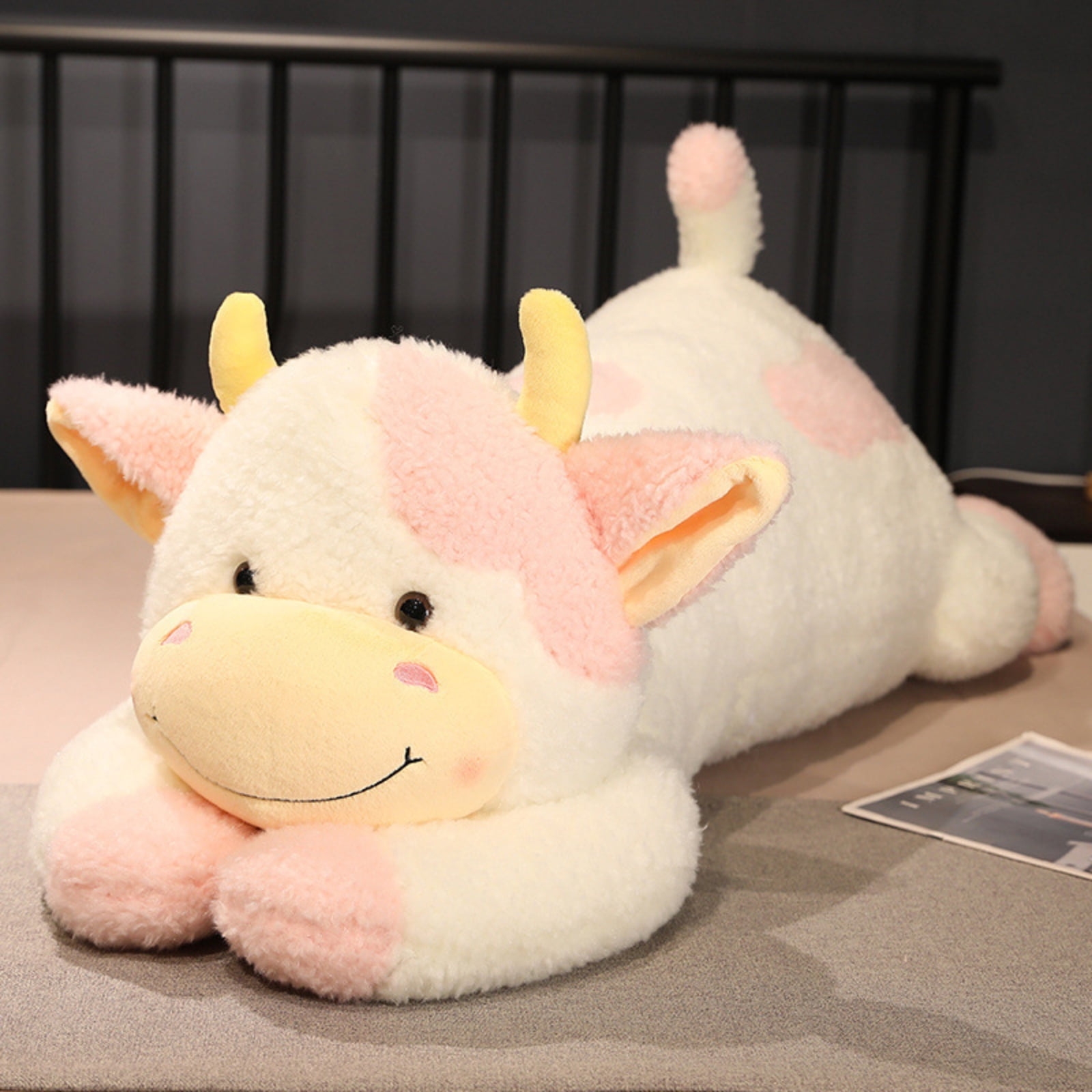 Wizlet 35.4 inch Cow Weighted Stuffed Animals, Large Weighted Plush Animal, Cute Plush Toy Pillow, Soft Kawaii Plushie Gifts for Birthday Christmas (Pink)