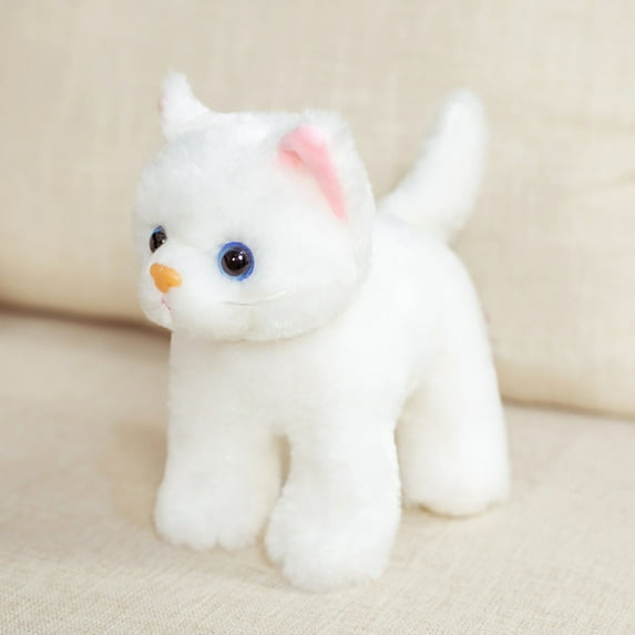 Wizlet 7.9in Simulation Cat Plush Stuffed Animal Toy, Super Soft and Cute Cat Plush Toy Realistic Kitten Plushies Birthday Gifts Home Decoration (White)