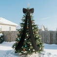 thumbnail image 1 of Wizlet 74.8 in Large Christmas Tree Bow Topper, Velvet Ribbon Bow with Long Streamers, Festive Holiday Decoration for Christmas Tree, Home and Party Ornament Black, 1 of 4