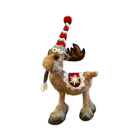 Wizlet Christmas Reindeer Decoration Plush Stuffed Xmas Deer Holiday Decoration Handmade Swedish Christmas Table Decor Ornament Elk Figurines for Home (A)
