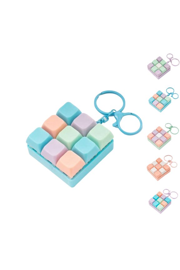Colorful Keyboard Fidget Toys for Adults Mechanical Button Keyboard Clicker Keychain for Work Stress Relief Anxiety and Pass Time
