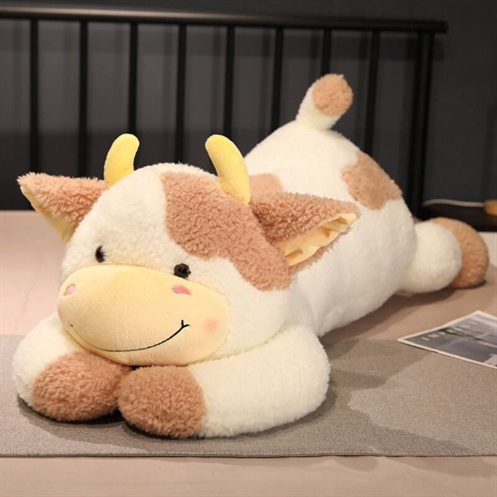 Wizlet Cow Weighted Stuffed Animals, Large Weighted Plush Animal, Cute Plush Toy Pillow, Soft Kawaii Plushie Gifts for Birthday Christmas 35.4in (Brown)