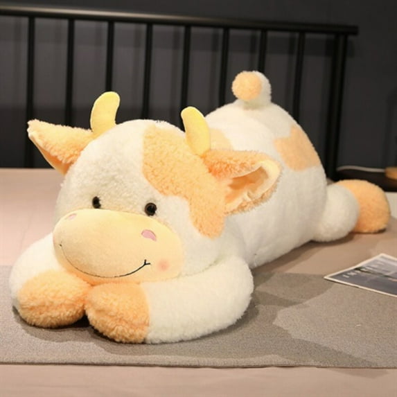Wizlet Cow Weighted Stuffed Animals, Large Weighted Plush Animal, Cute Plush Toy Pillow, Soft Kawaii Plushie Gifts for Birthday Christmas 35.4in (Yellow)