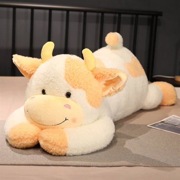 Wizlet Cow Weighted Stuffed Animals, Large Weighted Plush Animal, Cute Plush Toy Pillow, Soft Kawaii Plushie Gifts for Birthday Christmas 35.4in (Yellow)