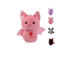 Wizlet Cute Bat Plush Toy Soft Stuffed Animal Doll with Embroidered Heart Wings for Kids and Adults Gift, 8 Inch Kawaii Plushie for Bedroom Decor, Halloween - Pink