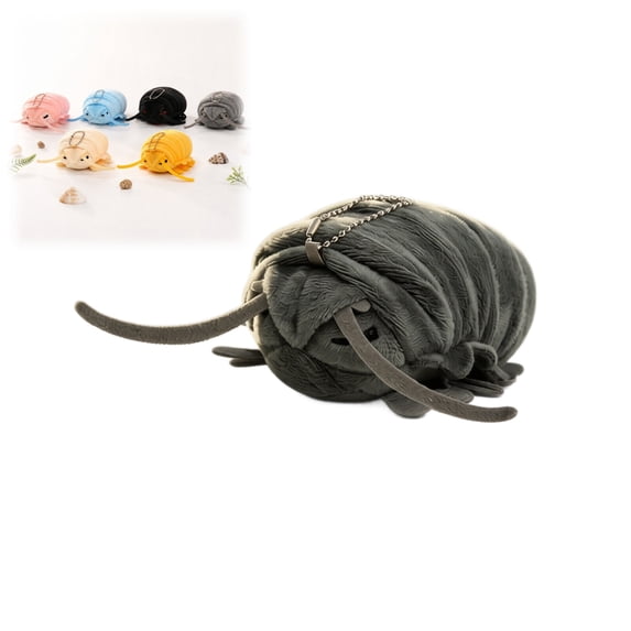 Wizlet Cute Isopod Stuffed Plush Pendant, Sleep‑eyed Woodlouse Plush Toy With Metal Chain, Soft Bug‑Shaped Bag Charm, Backpack Accessory And Unique Decor Gift