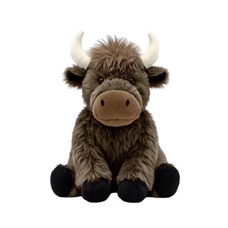Wizlet Highland Cow Stuffed Animal,11 inches Realistic Cow Plush Toy,Animal Cattle Plush Farm Toy, Sitting Plush Toy for Birthday Christmas Presents (Coffee)