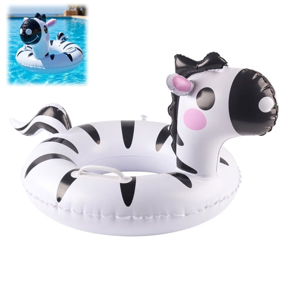 Wizlet Inflatable Swimming Rings, Zebra Shaped Pool Floats Swim Tubes Rings Round Shape Cute Cartoon Design Beach Water Lounge Inflatable Raft Party Supplies for Kids