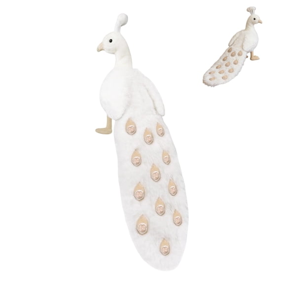 Wizlet Peacock Stuffed Animal, 11.4in Cute Peacock Plush Toy-Closing Tail Feathers, Plushie Decorate Gift for Kids Boys Girls Adults - B