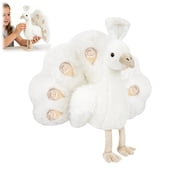 Wizlet Peacock Stuffed Animal, 11.4in Cute Peacock Plush Toy-Spreading Tail Feathers, Plushie Decorate Gift for Kids Boys Girls Adults - A