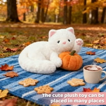 Wizlet Plush Cat Stuffed Animal White Cat Realistic Toy Super Soft Kitten Cuddly Pet Kitty Fluffy Soothing Hugging Sleeping Birthday Christmas Children's Day Gift White