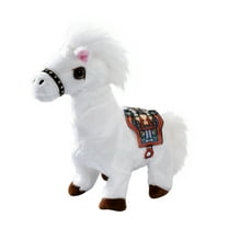 Wizlet Robot Horse Plush Toy Pony Electronic Interactive Horse - Walking Sound,Tail Wagging,Realistic Robot Horse,Stretching Companion Animal (White)