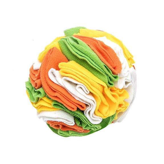 Wizlet Snuffle Ball for Dogs, Puzzle Sniffing Interactive Dog Ball for Blind Dogs Training Stress Relief Dog Enrichment Toys Treat Machine Washable - Brown_S