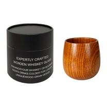 Wizlet Wooden Whiskey Glasses, Charred Wooden Bourbon Drinking Glass with Cowhide Paper Tube, Gift for Men,Groomsmen, Dad’s Birthday & Retirement (H_100ml)