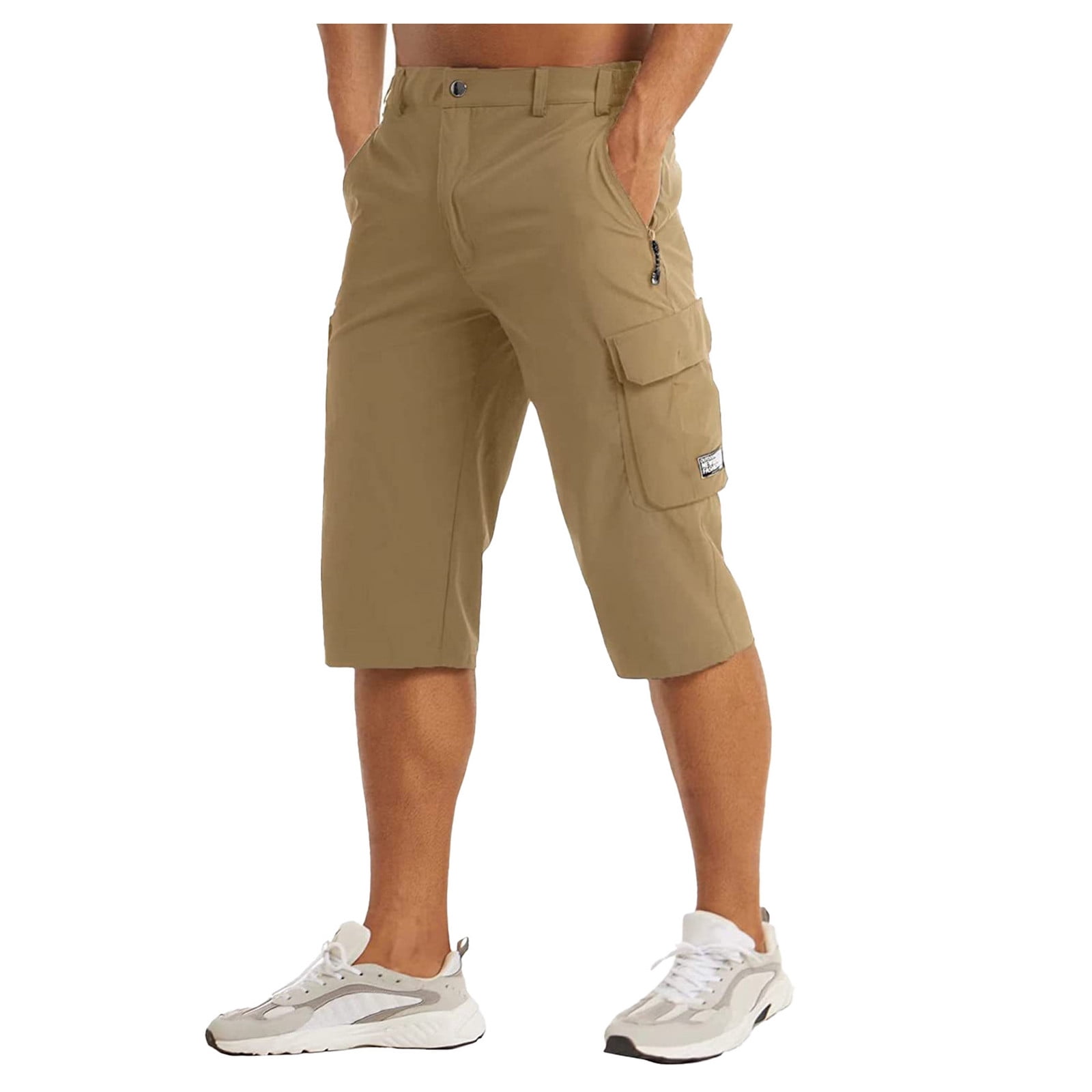 Wjtguo Men's Below The Knee Lightweight Walking Seven Point Belt Pocket