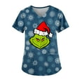 WldBzy Womens Christmas Scrub Tops Cute Christmas Grinchxmas Scrubs