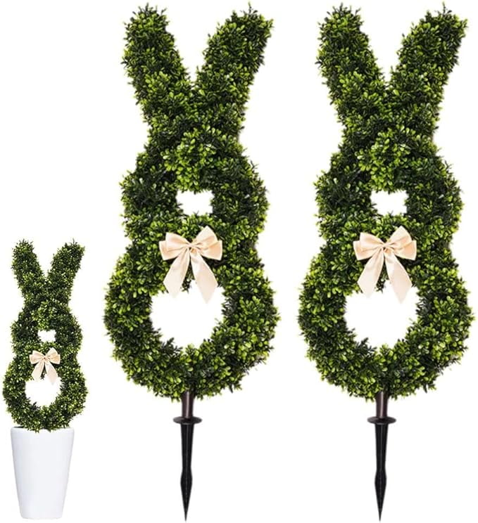 Wldoasz 2Pack Artificial Bunny, Shaped Topiary Tree, Green Artificial ...