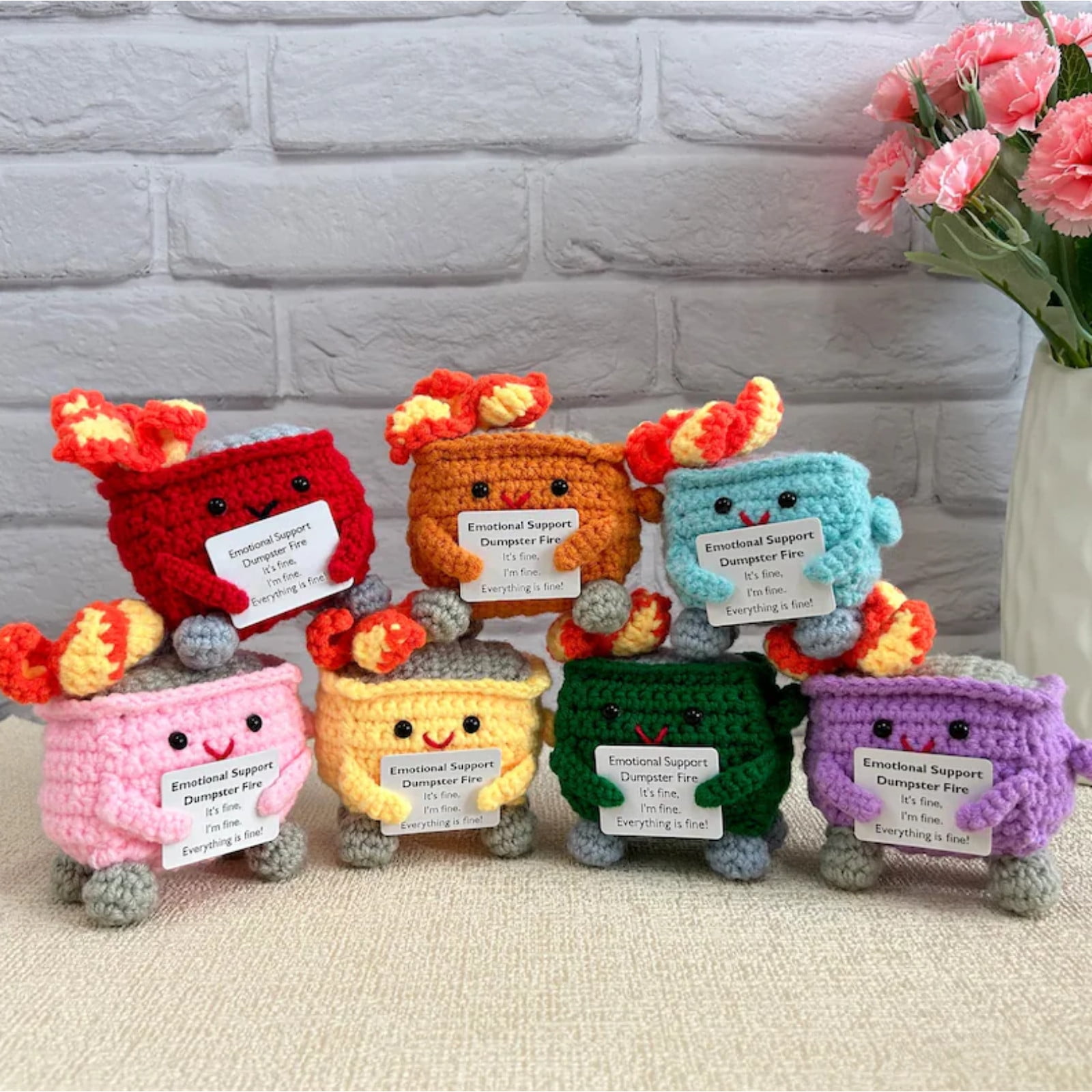 Wldoasz Emotional Support Dumpster Fire, Adorable Crochet Knitting
