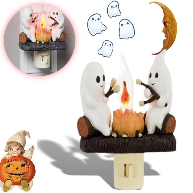 Wldoasz Halloween Spirit Alive: Ghost Roasting Marshmallows Night Light